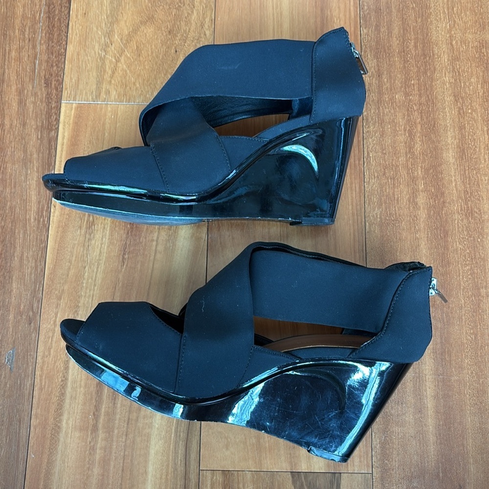 Donald J. Pliner Black Wedge Heels